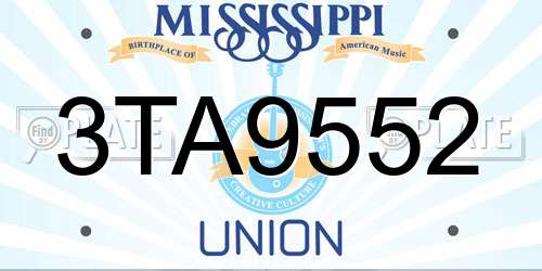 3TA9552 Mississippi License Plate