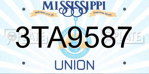 3TA9587 Mississippi License Plate