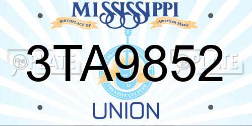 3TA9852 Mississippi License Plate