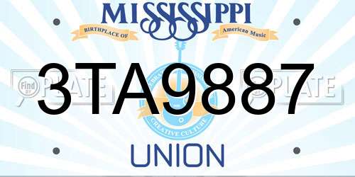 3TA9887 Mississippi License Plate