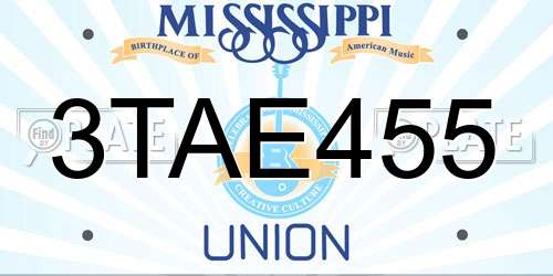3TAE455 Mississippi License Plate