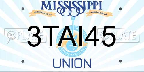 3TAI45 Mississippi License Plate