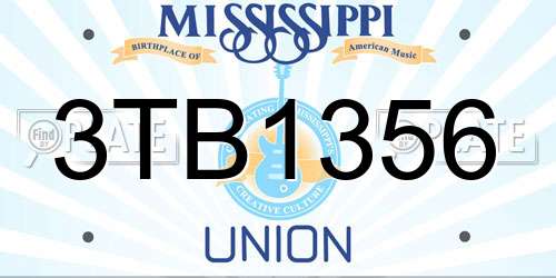 3TB1356 Mississippi License Plate