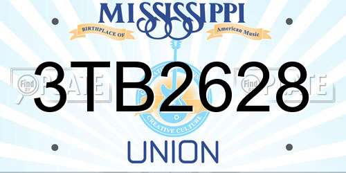 3TB2628 Mississippi License Plate
