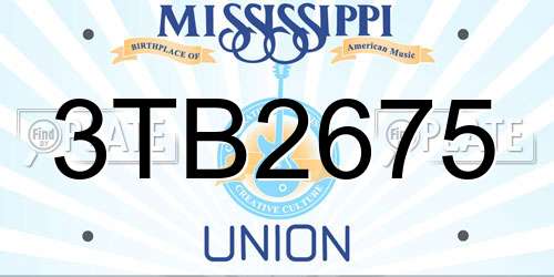 3TB2675 Mississippi License Plate