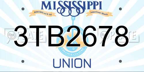 3TB2678 Mississippi License Plate