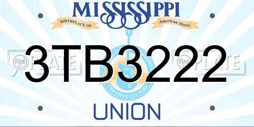 3TB3222 Mississippi License Plate