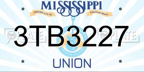 3TB3227 Mississippi License Plate