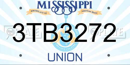 3TB3272 Mississippi License Plate