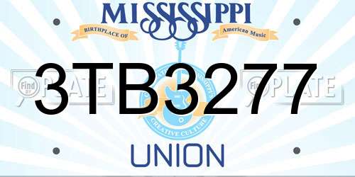 3TB3277 Mississippi License Plate