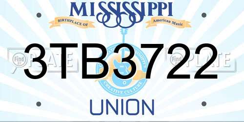 3TB3722 Mississippi License Plate