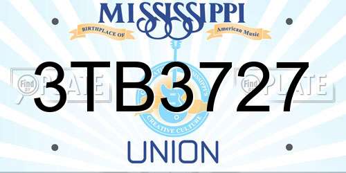3TB3727 Mississippi License Plate