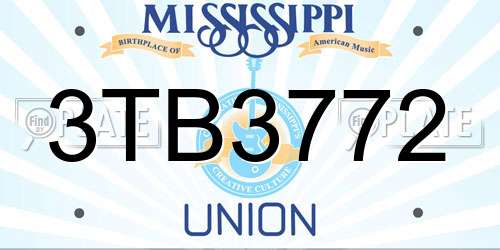 3TB3772 Mississippi License Plate