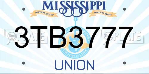 3TB3777 Mississippi License Plate
