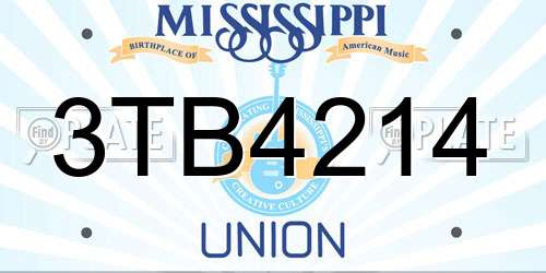 3TB4214 Mississippi License Plate