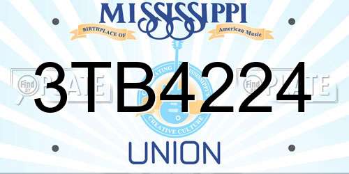 3TB4224 Mississippi License Plate