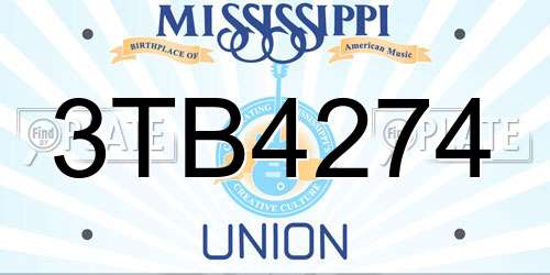 3TB4274 Mississippi License Plate