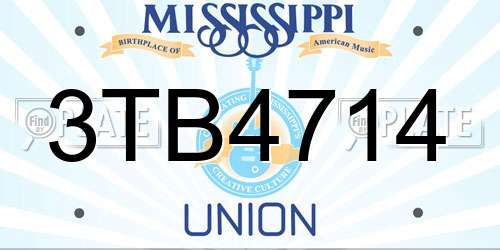 3TB4714 Mississippi License Plate