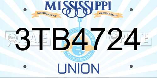 3TB4724 Mississippi License Plate