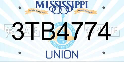 3TB4774 Mississippi License Plate