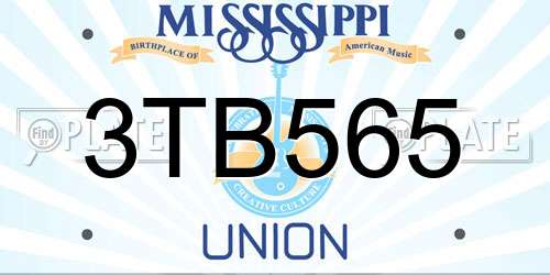 3TB565 Mississippi License Plate