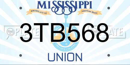 3TB568 Mississippi License Plate