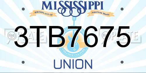 3TB7675 Mississippi License Plate
