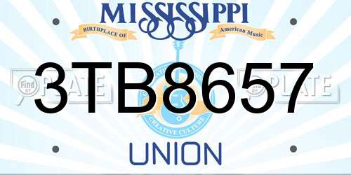 3TB8657 Mississippi License Plate