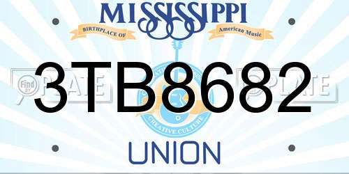 3TB8682 Mississippi License Plate