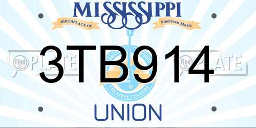 3TB914 Mississippi License Plate