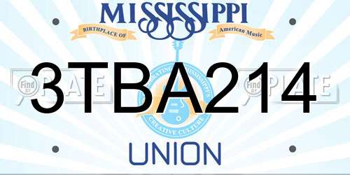 3TBA214 Mississippi License Plate