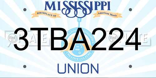 3TBA224 Mississippi License Plate