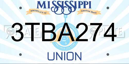 3TBA274 Mississippi License Plate