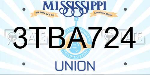 3TBA724 Mississippi License Plate
