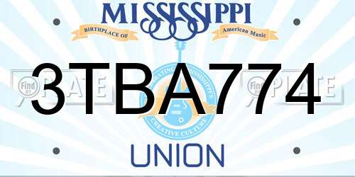 3TBA774 Mississippi License Plate