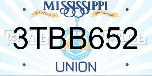 3TBB652 Mississippi License Plate