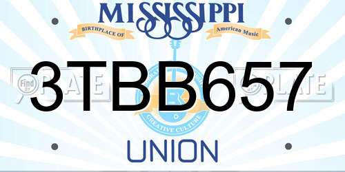 3TBB657 Mississippi License Plate