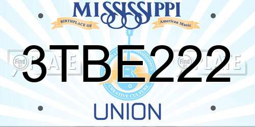 3TBE222 Mississippi License Plate