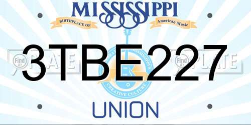 3TBE227 Mississippi License Plate