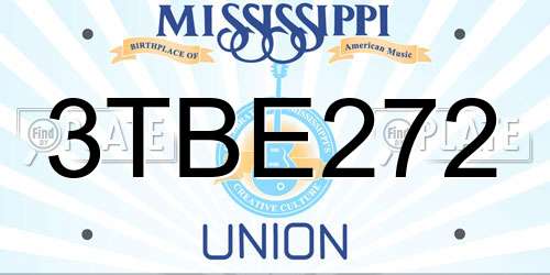 3TBE272 Mississippi License Plate