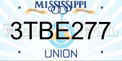 3TBE277 Mississippi License Plate