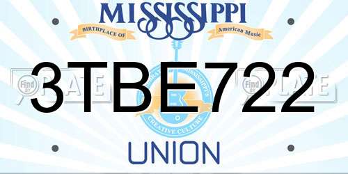3TBE722 Mississippi License Plate