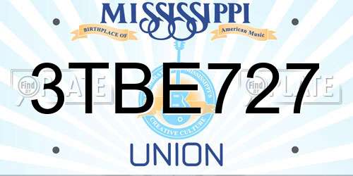 3TBE727 Mississippi License Plate