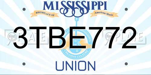 3TBE772 Mississippi License Plate
