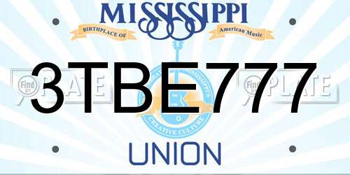 3TBE777 Mississippi License Plate