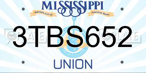 3TBS652 Mississippi License Plate