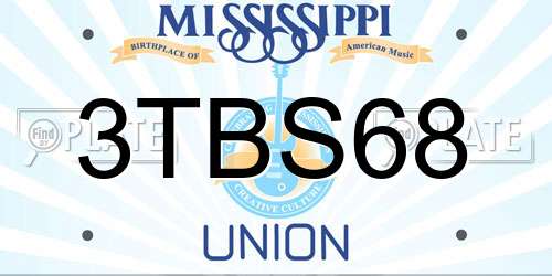 3TBS68 Mississippi License Plate