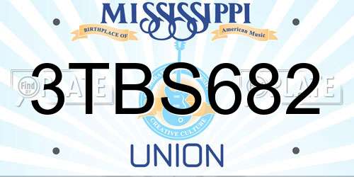 3TBS682 Mississippi License Plate