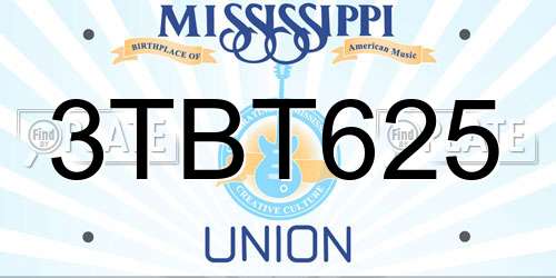 3TBT625 Mississippi License Plate