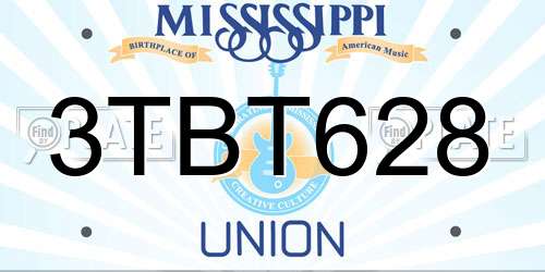 3TBT628 Mississippi License Plate